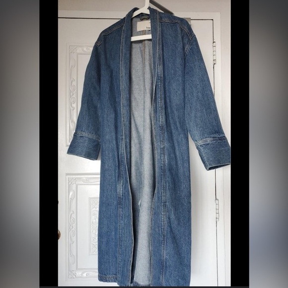 Aritzia Wilfred Free Colpa long denim jacket size 2 100-% cotton - Picture 2 of 5
